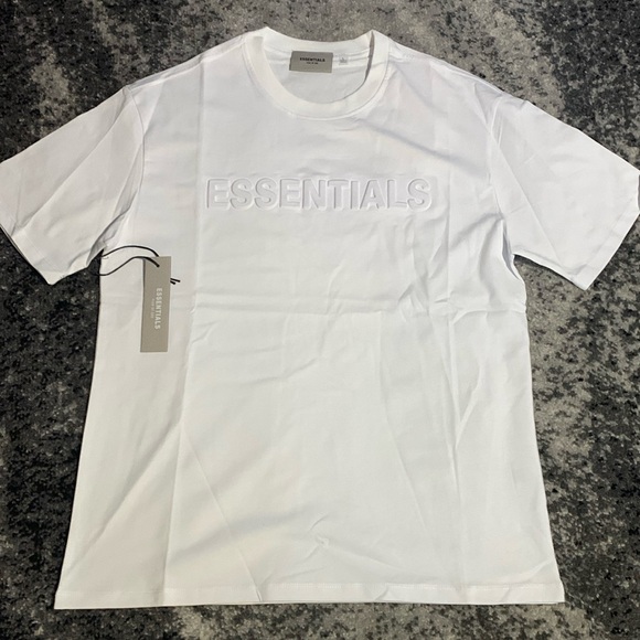 Essentials Fear of God Puffprint Logo White T-Shirt Men’s Size Large - Picture 1 of 2